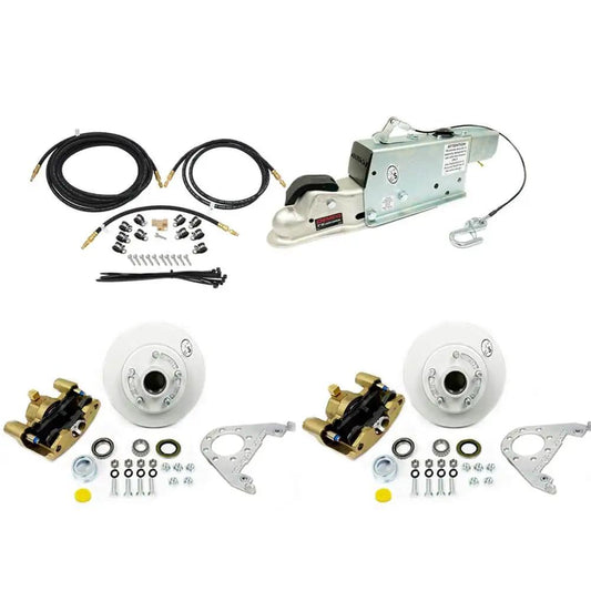 Beefed Up Maxx Kit Hydraulic Actuator 3500 Lb Integral Disc Brake System For A Single Axle With Gold Zinc Calipers