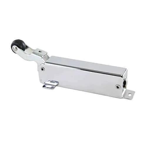 Front view of the Hydraulic Door Closer, Exposed Mounting, 11094000003 with solid steel enclosed housing, silver finish.