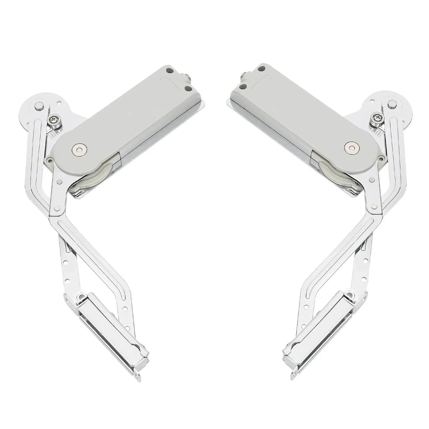 Hydraulic Buffer Cabinet Door Hinges, Vertical Swing Lift Up 7.72-8.82lbs Capacity, chromium arm mechanism for cabinet installation.