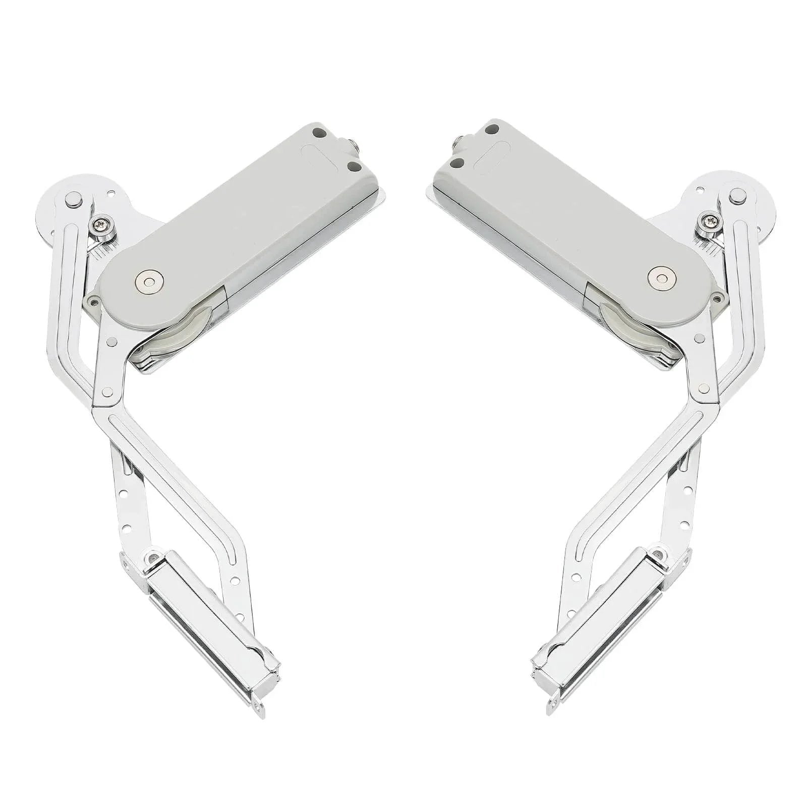 Hydraulic Buffer Cabinet Door Hinges, Vertical Swing Lift Up 7.72-8.82lbs Capacity, chromium arm mechanism for cabinet installation.