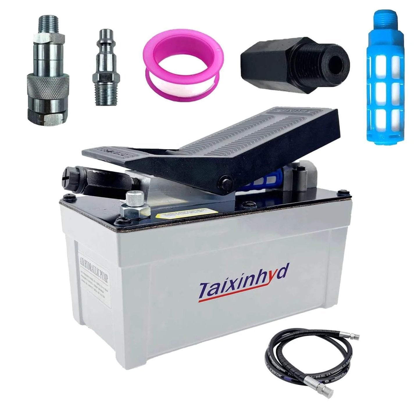 Taixinhyd Hydraulic Pump Air Hydraulic Foot Pump Aluminum Tank 98 CU.in 10000 PSI Air Actua Treadle Hydraulic Pump with Pipe, Grey