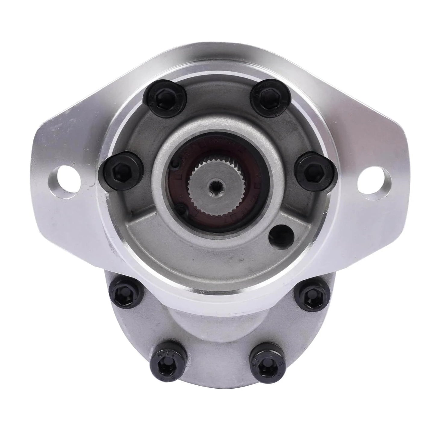 Front view of Getanye Hydraulic Gear Pump 7000311 Replacement for Bobcat S70 Skid Loader, showing mounting holes and gear teeth.