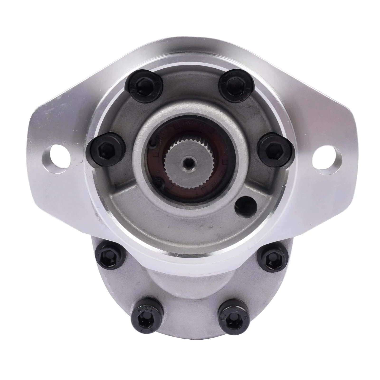 Front view of Getanye Hydraulic Gear Pump 7000311 Replacement for Bobcat S70 Skid Loader, showing mounting holes and gear teeth.