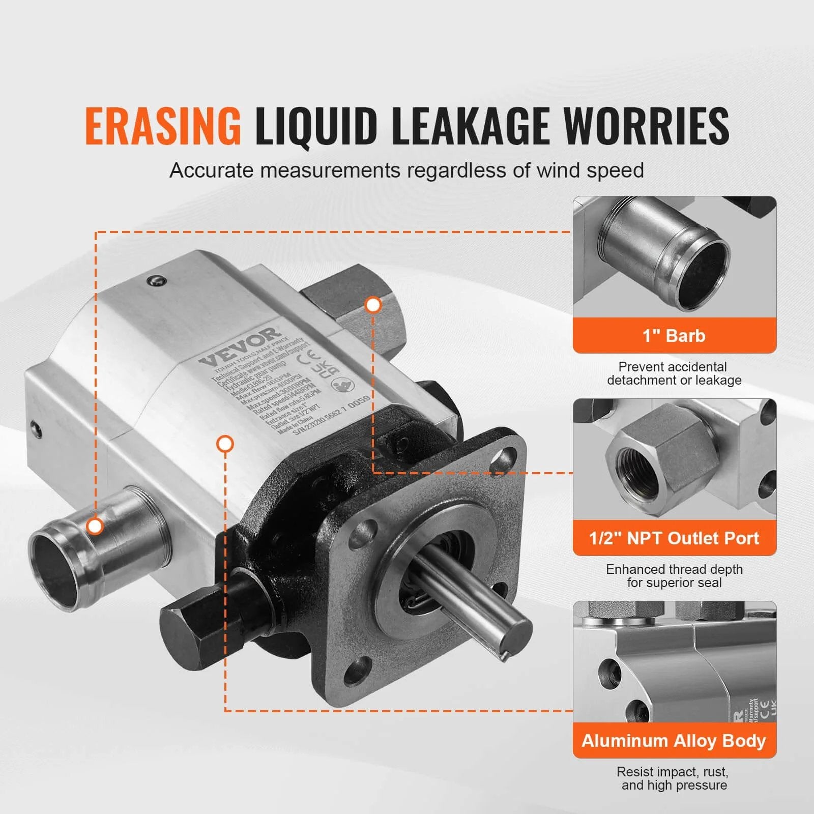 Hydraulic Wood Log Splitter Pump, 16GPM, 2 Stage 4000PSI, 1'' Inlet 1/2'' NPT Outlet 3600 RPM Aluminum Gear Pump