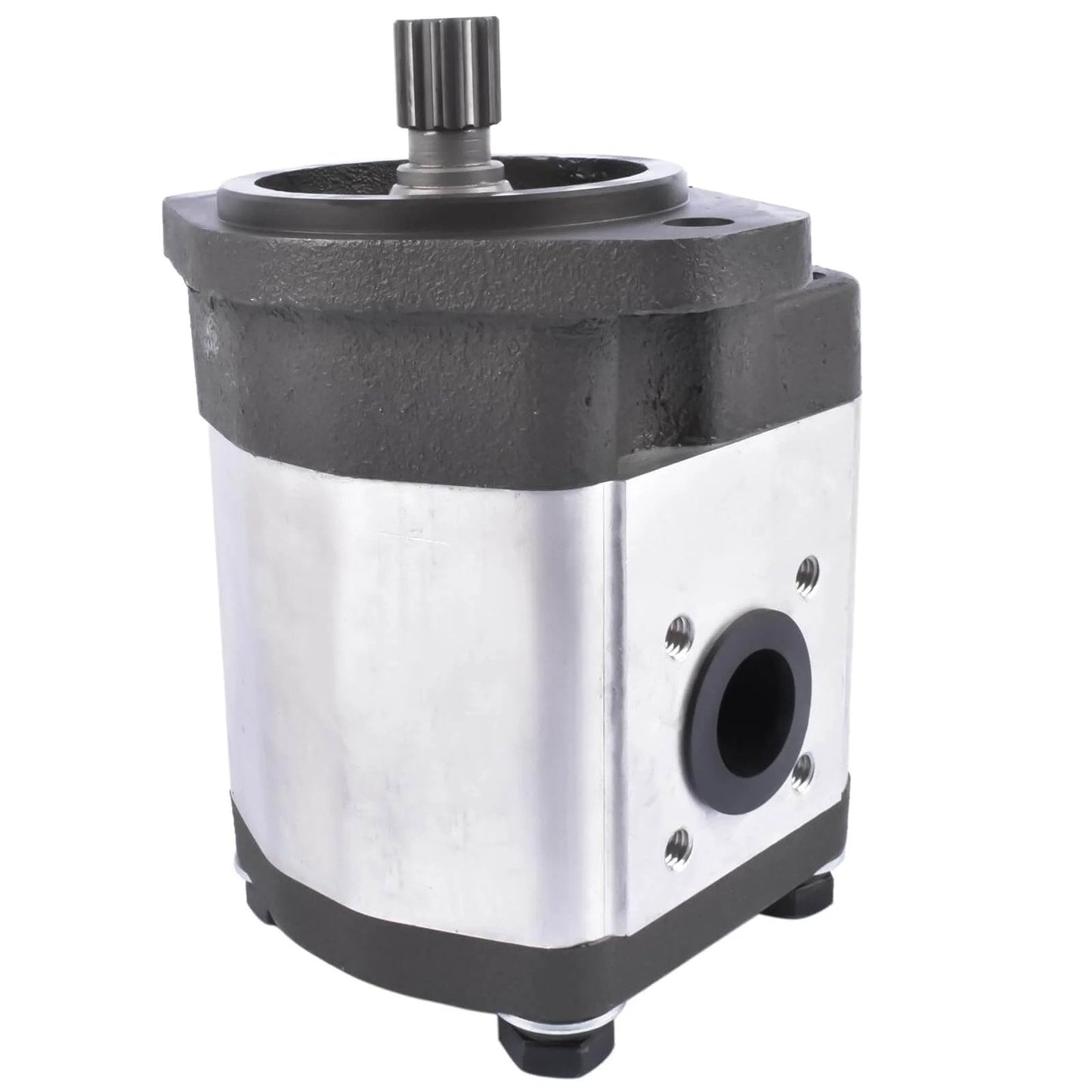 Side view of Flynsu Hydraulic Gear Pump Replacement for John Deere 6320 6330 6405 6410 6415 6420 6425 6430 Part# AL156335, AL117812, AL200830, X-A-AL200830