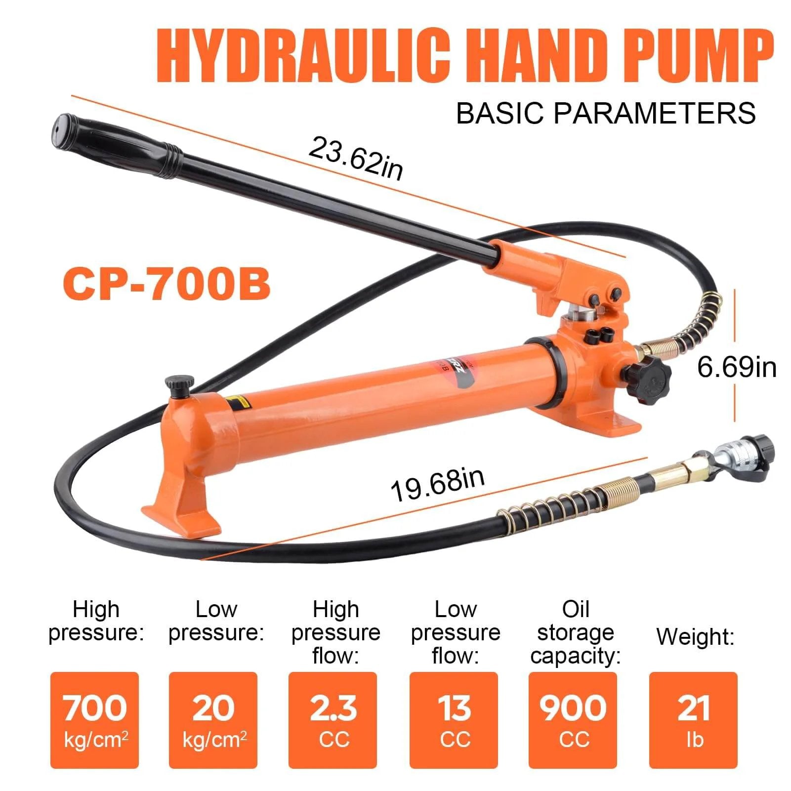 Hydraulic Hand Pump CP-700B with specifications, used for manual and porta power applications