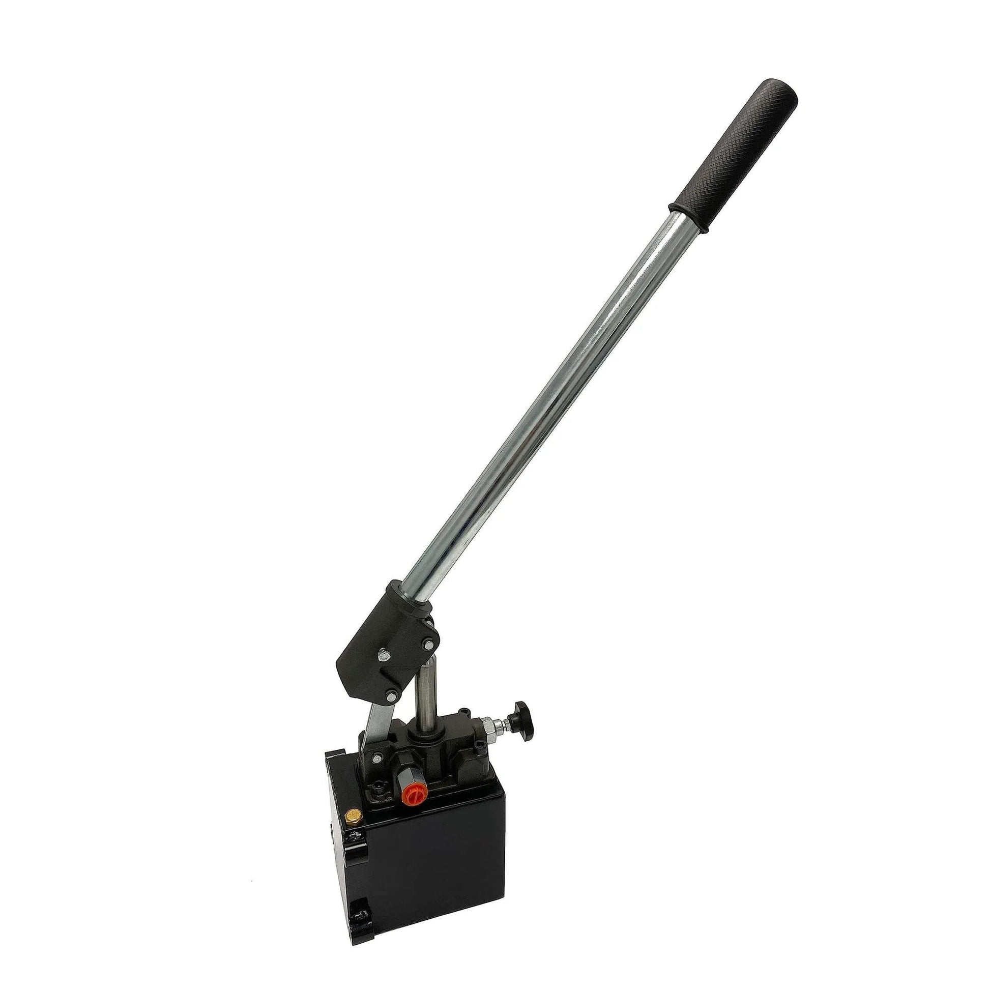 Magister Hydraulics Single Acting Hydraulic Hand Pump with 1 QTs Tank showing changeover valve and long handle