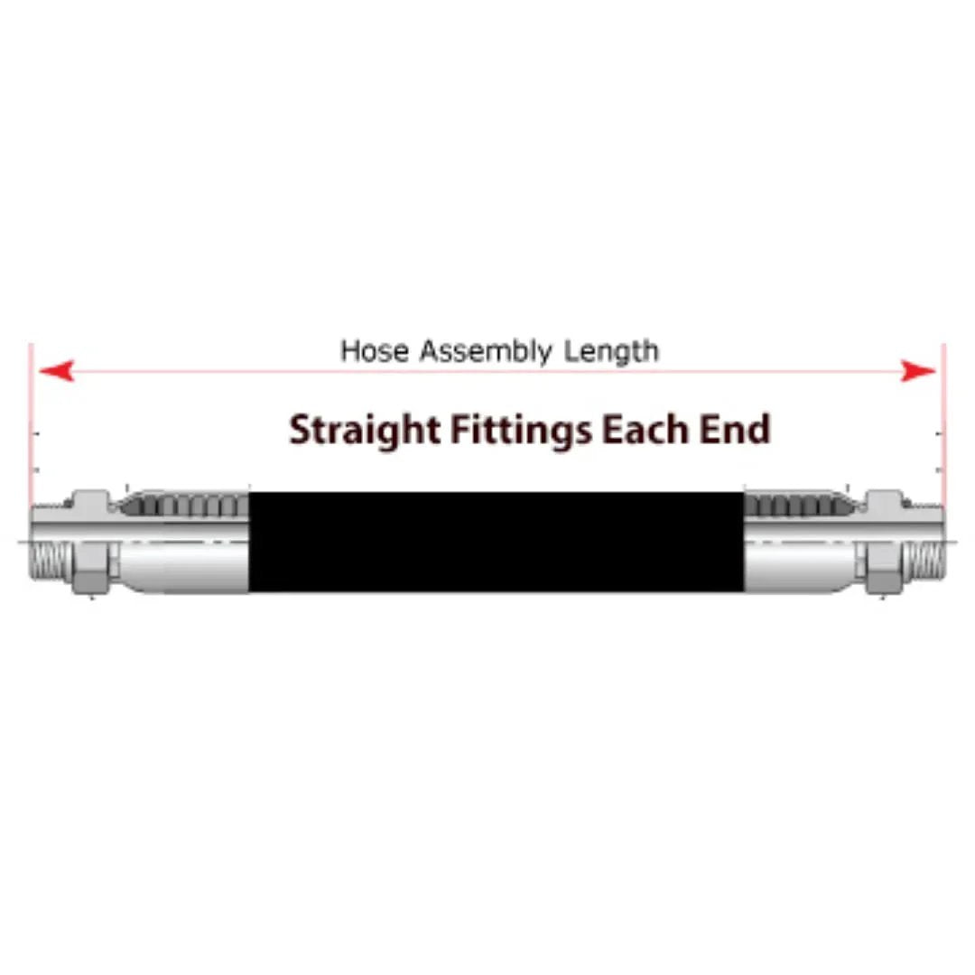 Diagram of One Half Inch hydraulic Hose Assembly 72 Inch Long With Crimped Female JIC 37 Degree Fittings At Both Ends Two Wire SAE 100R2AT