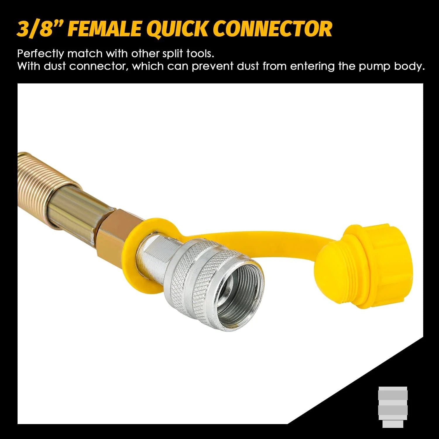 3/8" female quick connector on the NEWTRY Hydraulic Hand Pump CP-700 10000psi Manual Hydraulic Pump with dust cap