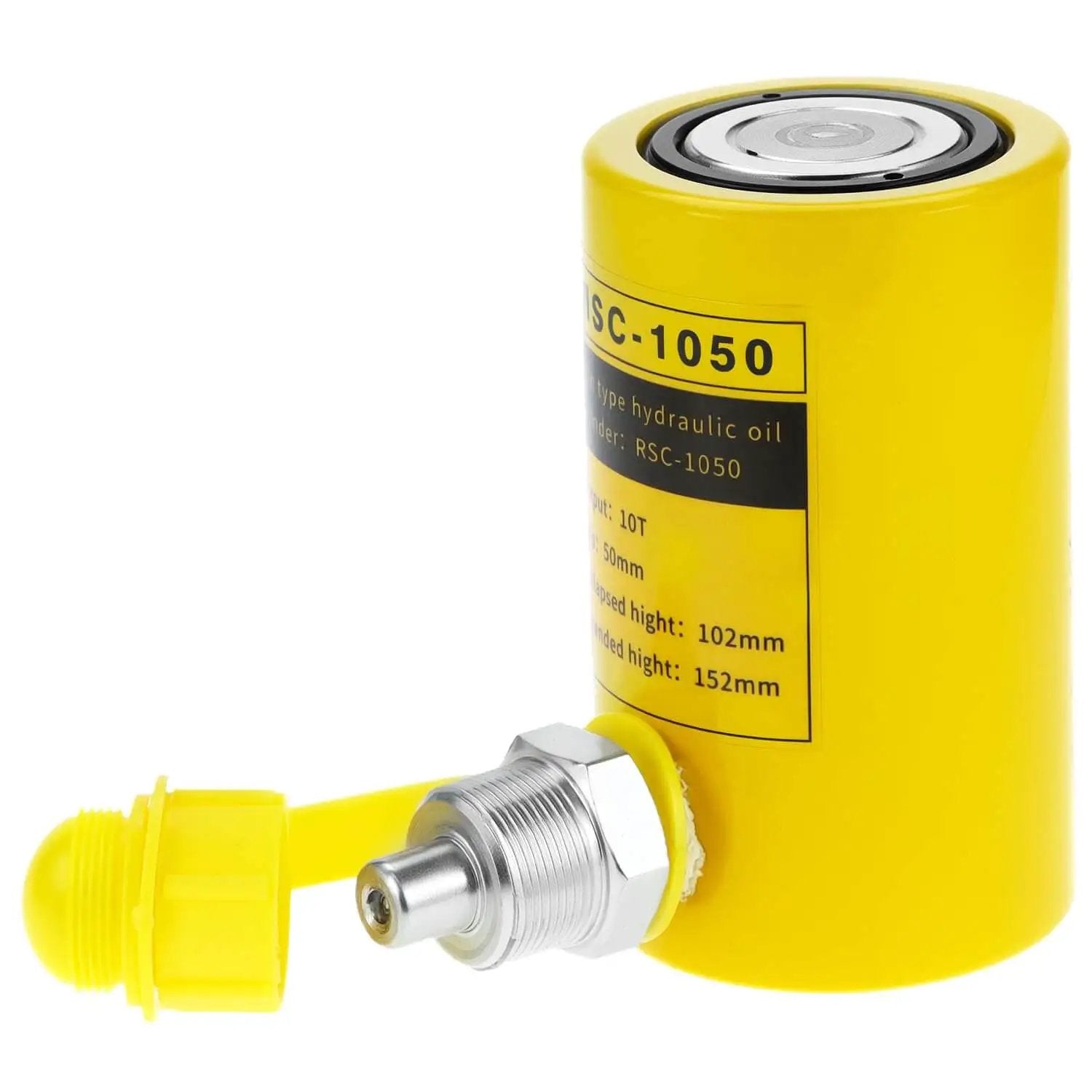 Hydraulic Cylinder Jack 10 Ton Porta Power Kit With 2 Inch Stroke Heavy Duty Single Acting Ram in yellow with oil hose connector