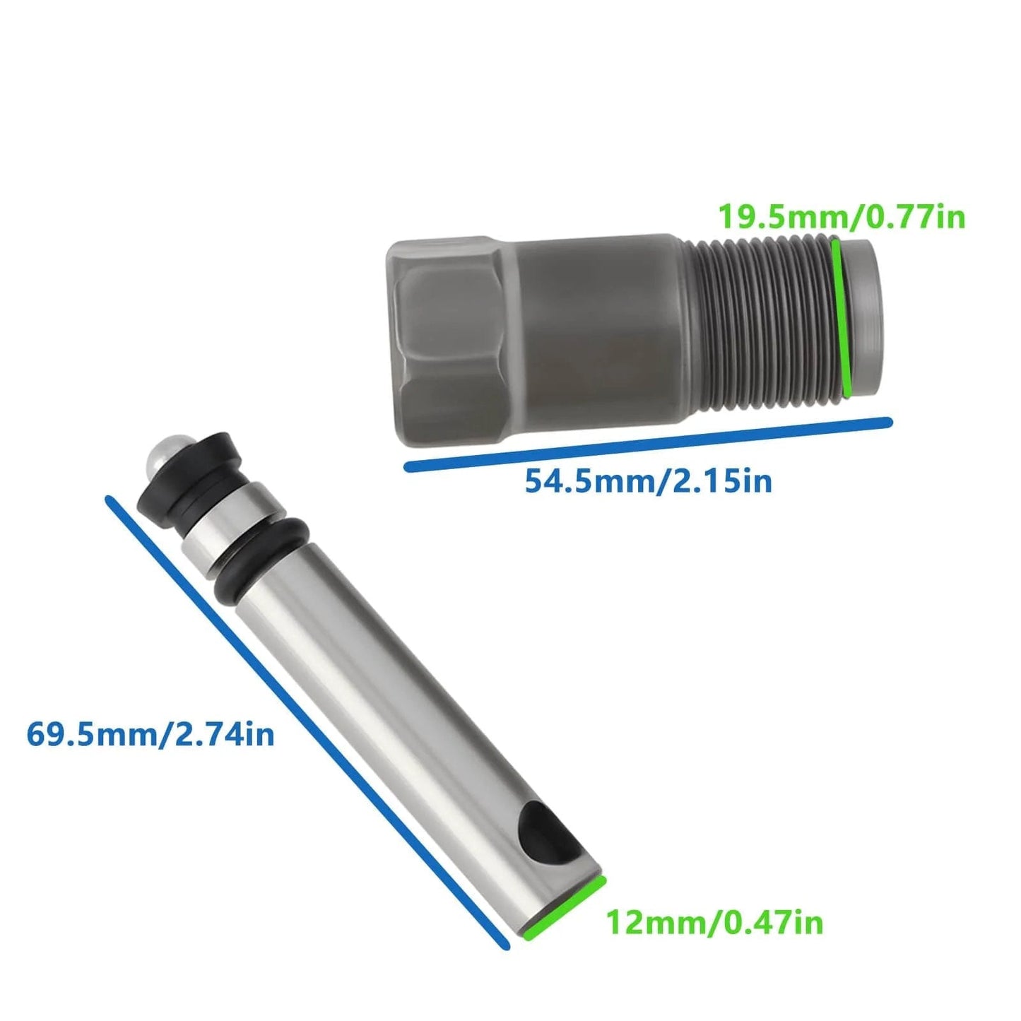 2 Sets of 2-20 Tons Hydraulic Jack Oil Pump Piston Set showing dimensions 69.5mm, 54.5mm, and 19.5mm with strong fit and operation