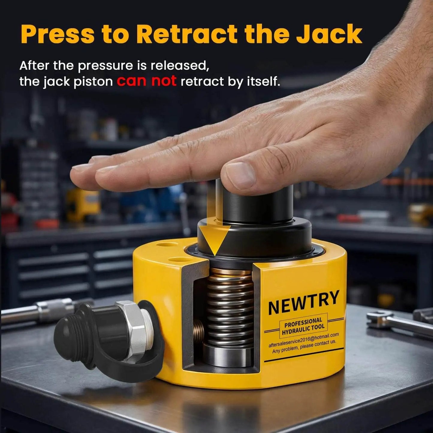 20 Ton Low Profile Hydraulic Jack Porta Power Kit With CP 180 Manual Pump Multi Section Cylinder in use