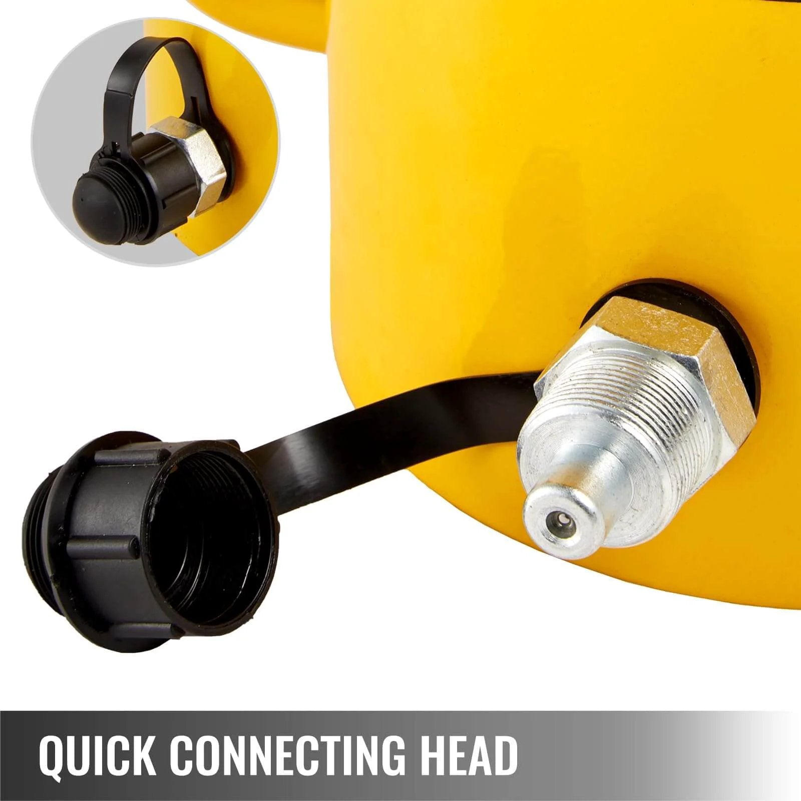 Close-up of a quick connecting head on a 60T 2 Inch Hydraulic Cylinder Jack Hollow Single Acting Hydraulic Ram Cylinder