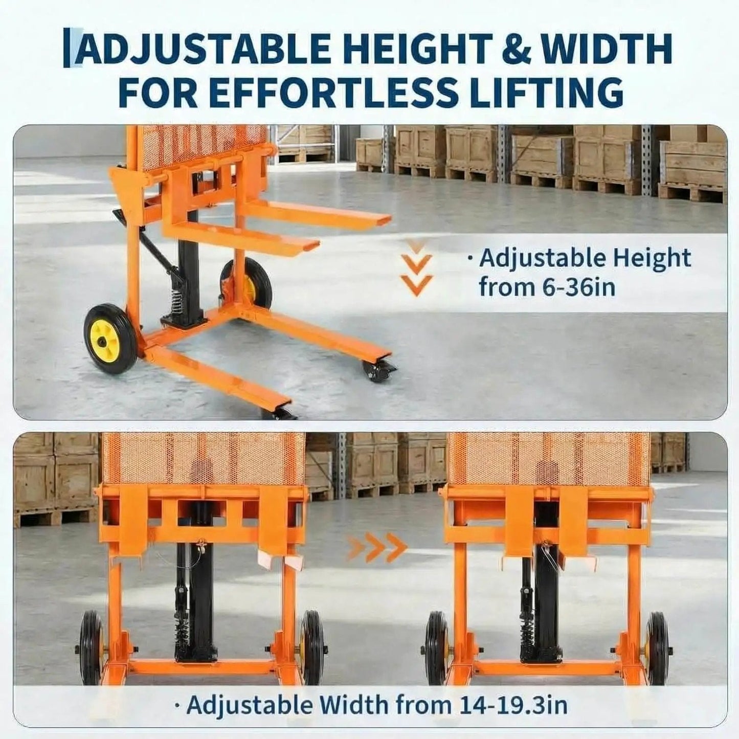 Hydraulic Material Lift With Removable Work Platform Pallet Truck Dolly Heavy Duty Winch Stacker 450 lb Capacity Adjustable Forks