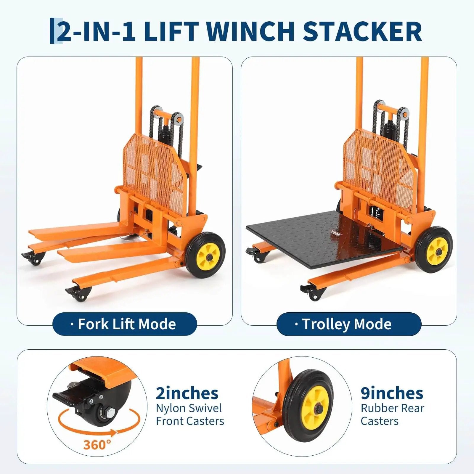 Hydraulic Material Lift With Removable Work Platform Pallet Truck Dolly A Real Workhorse Heavy Duty Winch Stacker With 450 Lb Capacity And 36 Inch Lift Adjustable Forks For Various Pallet Sizes Industrial Warehouse Lifting Solution