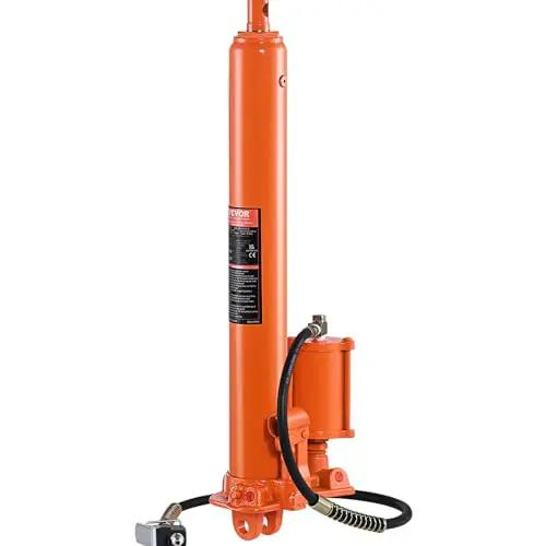Orange Heavy Duty 8 Ton Hydraulic Long Ram Jack For Engine Hoists With Air Pump And Clevis Base Cylinder VEVOR