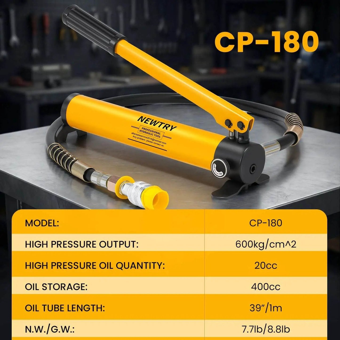 20 Ton Low Profile Hydraulic Jack Porta Power Kit With CP 180 Manual Pump Multi Section Cylinder 1.18 Inch Stroke Compact Heavy Lifting Tool Workhorse For Auto Repair And Industrial Use NEWTRY