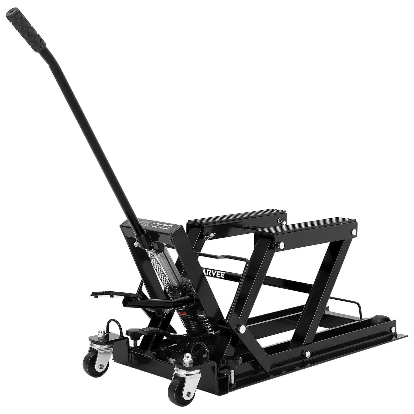Beefy 1500 Lb Hydraulic Motorcycle Lift Jack With Adjustable Height From 4.7 To 14.57 Inches, Non Slip Platform, Safety Lock