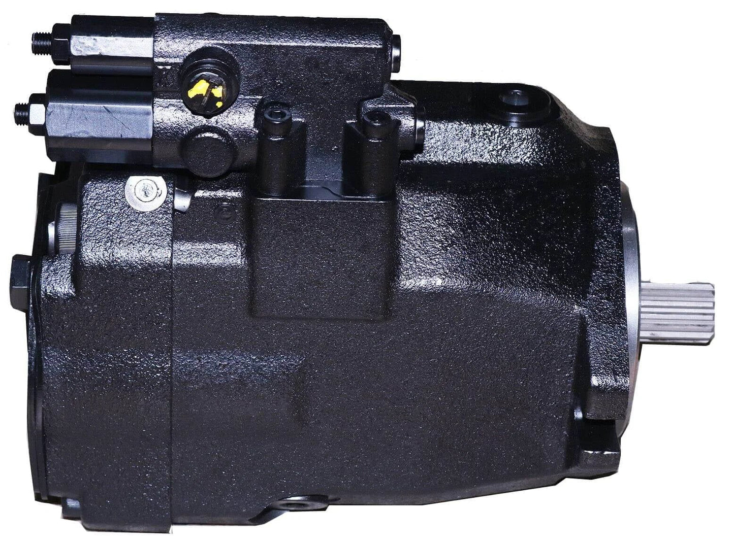Side view of Solarhome 262-5203 2625203 Hydraulic Piston Pump compatible with Caterpillar Telehandler TH460B TH560B Engine CAT 3054 3054E