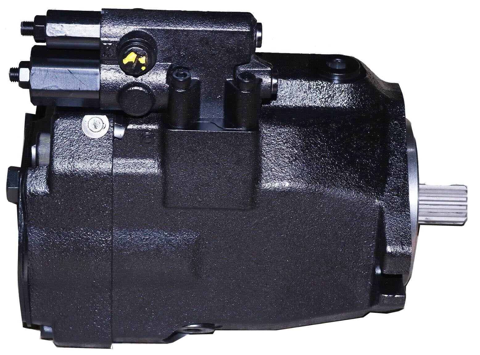 Side view of Solarhome 262-5203 2625203 Hydraulic Piston Pump compatible with Caterpillar Telehandler TH460B TH560B Engine CAT 3054 3054E