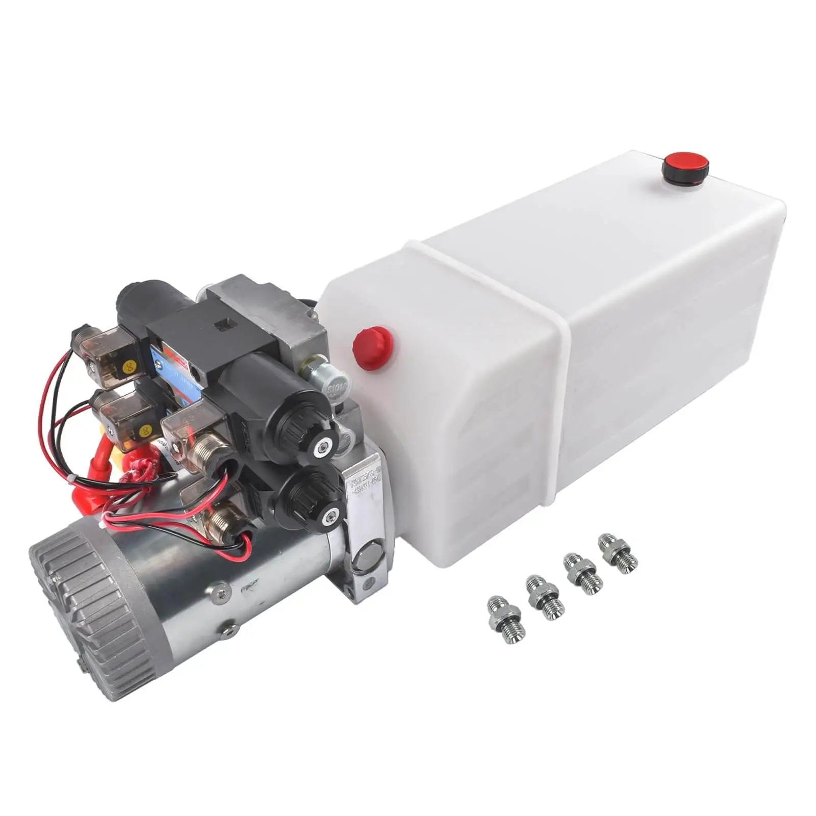 Beefy 12V DC Hydraulic Power Unit With 8 Quart Tank, Double Acting Pump And Double Solenoid Valves, 200 Bar Hydraulic Power Pack