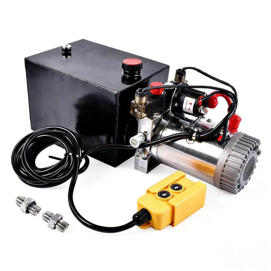 3200 PSI Hydraulic Power Unit, 12V DC Double Acting Hydraulic Pump with 8 Quart Metal Oil Reservoir, for dump trailers and trucks