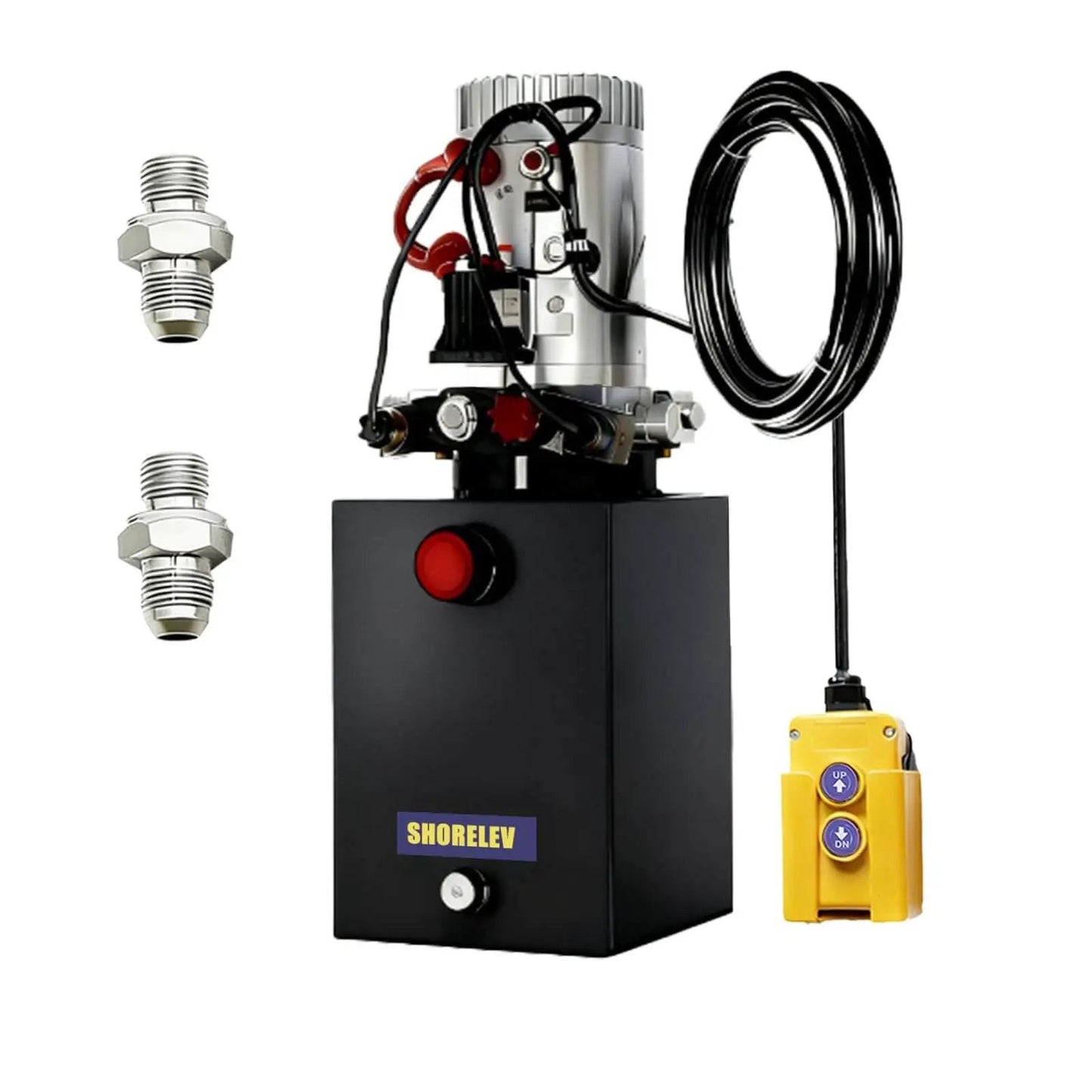 Heavy Duty 8 Quart 12V DC Hydraulic Power Unit Double Acting For Dump Trailers Lift Gates And Truck Hoists With Iron Reservoir