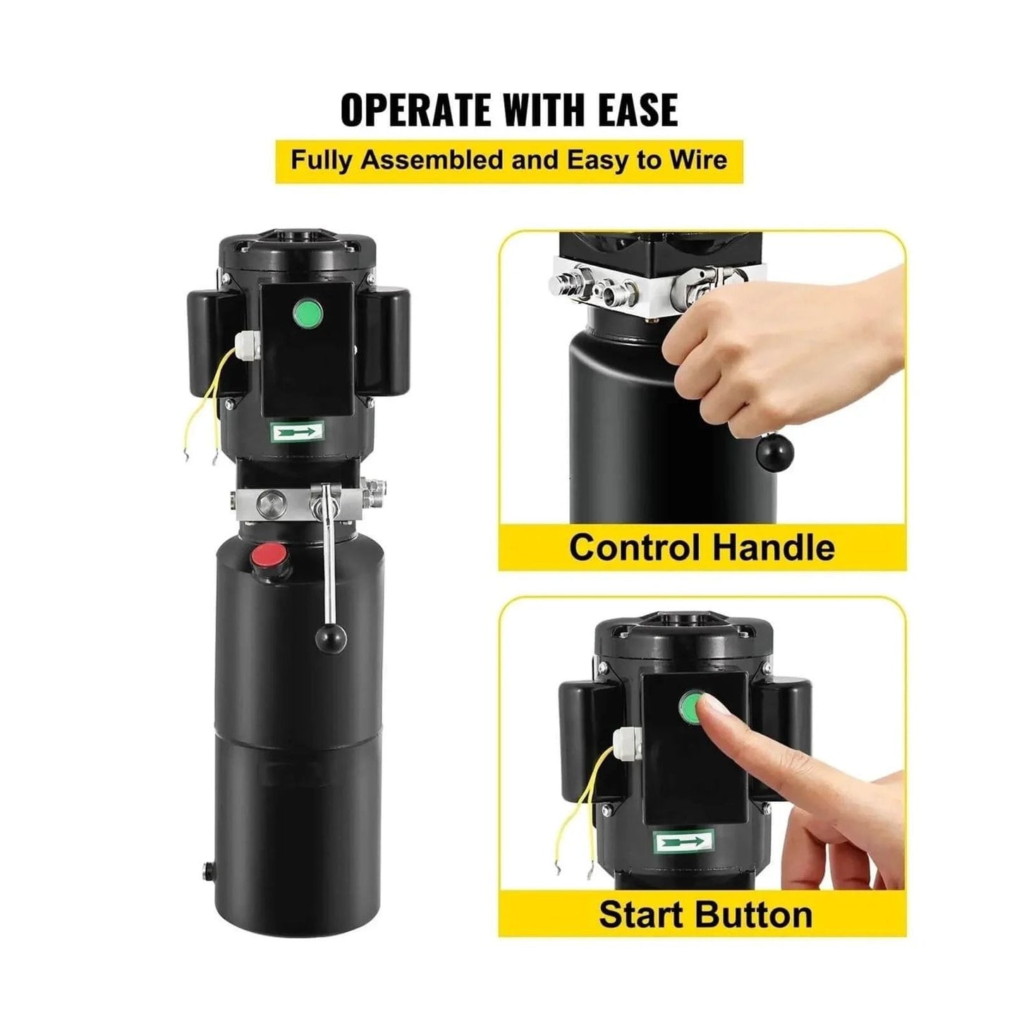 Power Unit 2200W Lift Hydraulic Pumps 3400 RPM Auto Lift Hydraulic 2.64 Gallons Hydraulic Pump Power Unit with control handle and start button