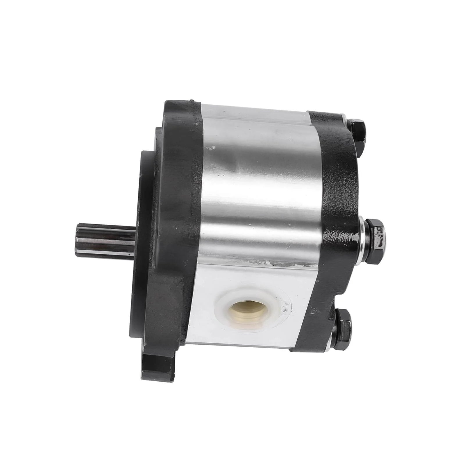 Hydraulic Pump CCW Rotation 4CC Replacement for Genie GS-1932 GS-2032 GS-2046 GR-08 GR-20 QS-12W, side view showing metallic finish