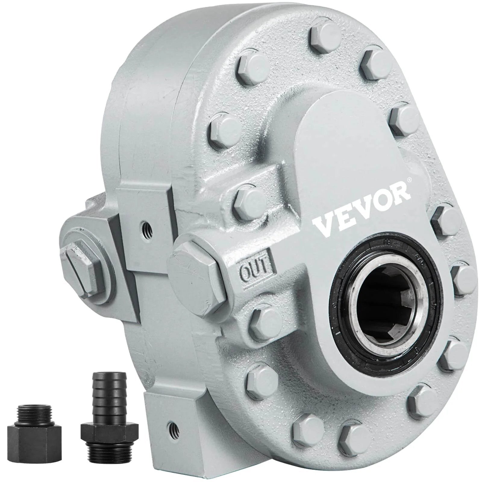 Bestauto Hydraulic Pump 21.2GPM Hydraulic Motor 540RPM Log Splitter 2500PSI SAE 12 Outlet Port, gray cast iron body close-up