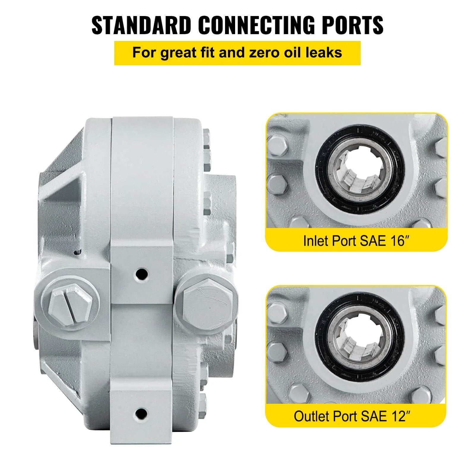Hydraulic Pump 21.2GPM Hydraulic Motor 540RPM Log Splitter SAE 12 Inlet and Outlet Ports close-up