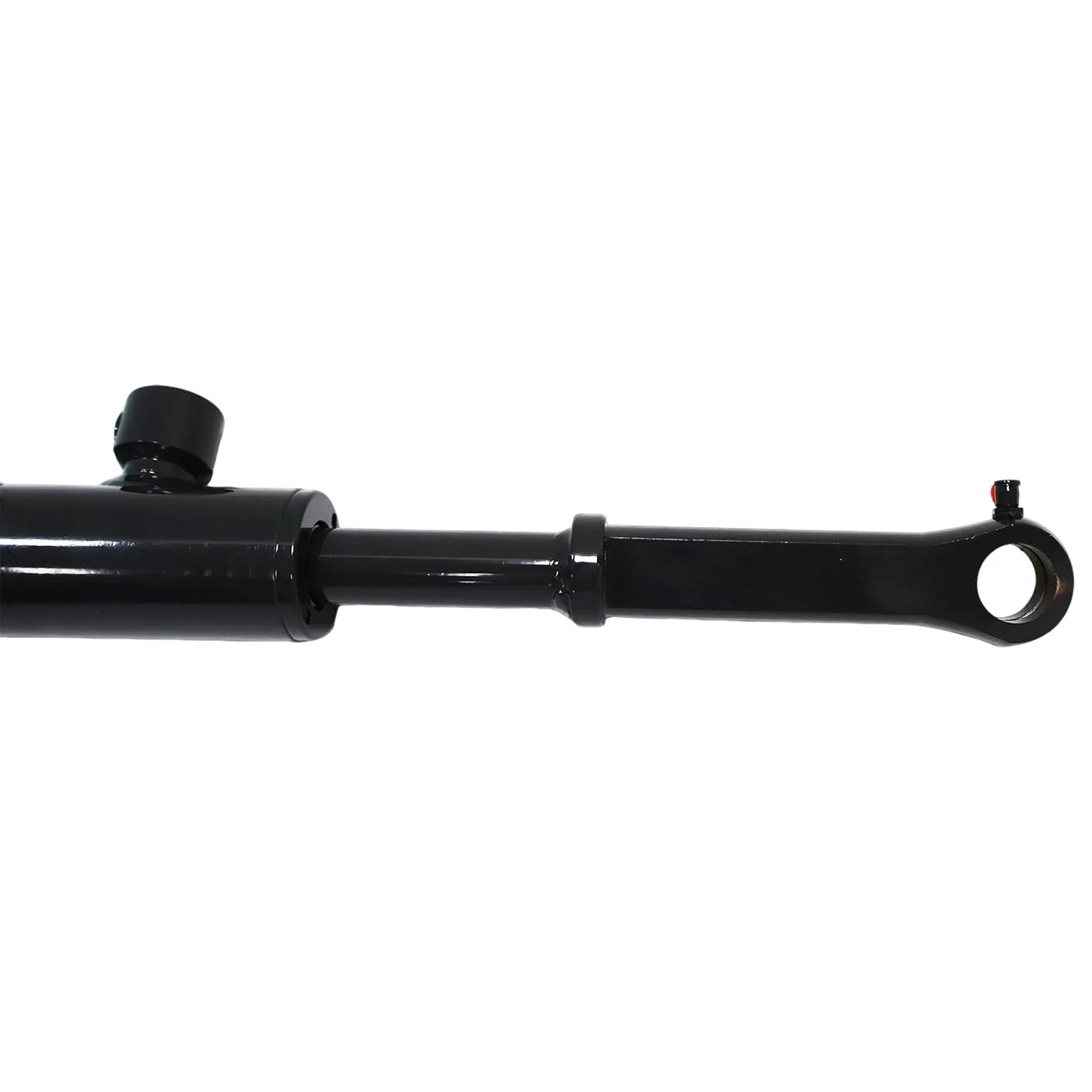Side view of 7362530 Hydraulic Quick Tach Cylinder compatible with Bobcat models, detailed focus on the extension rod and bolt.