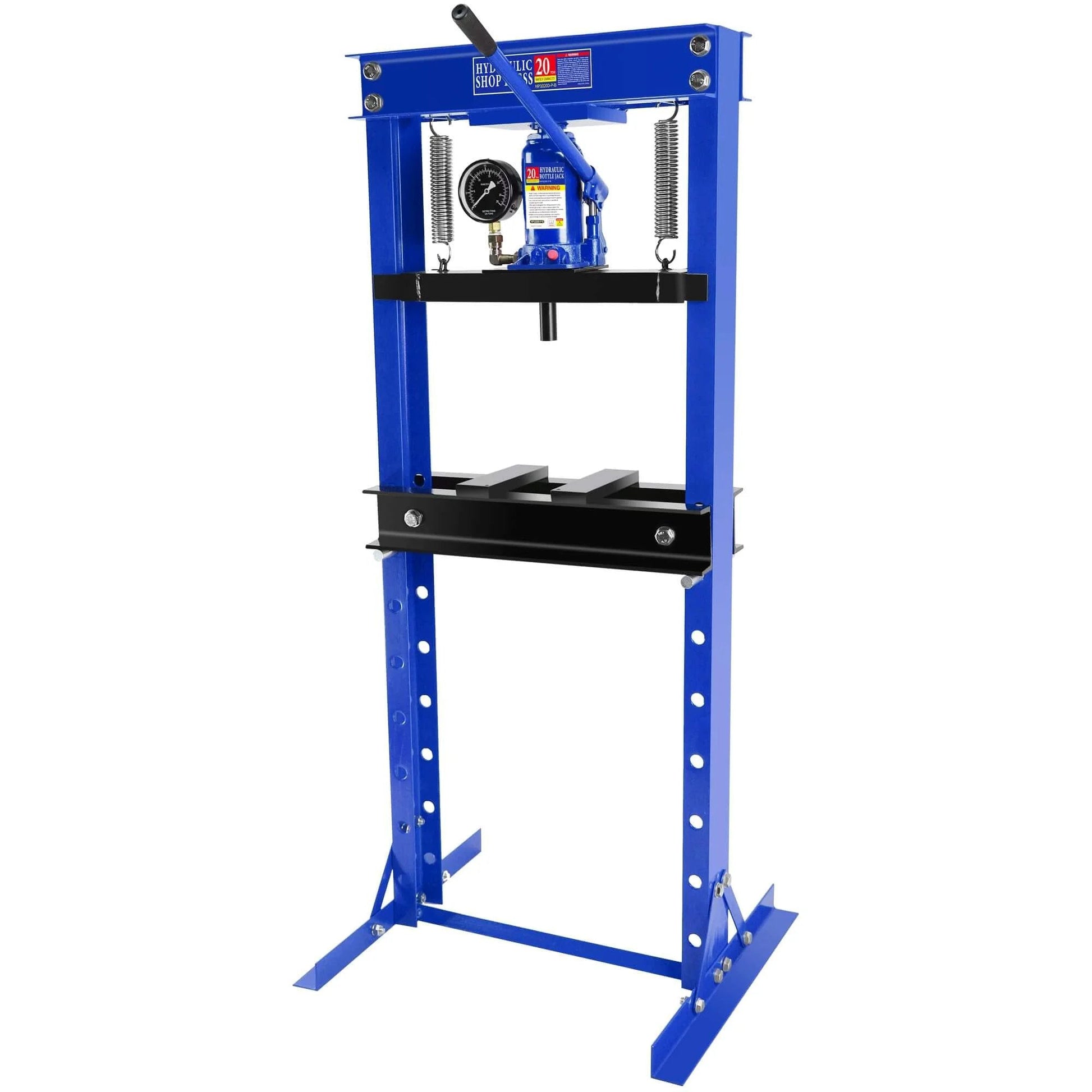 Hydraulic Shop Press,20 Ton H-Frame Garage Floor Adjustable Shop Bearing Press with Pressure Gauge, blue metal press tool
