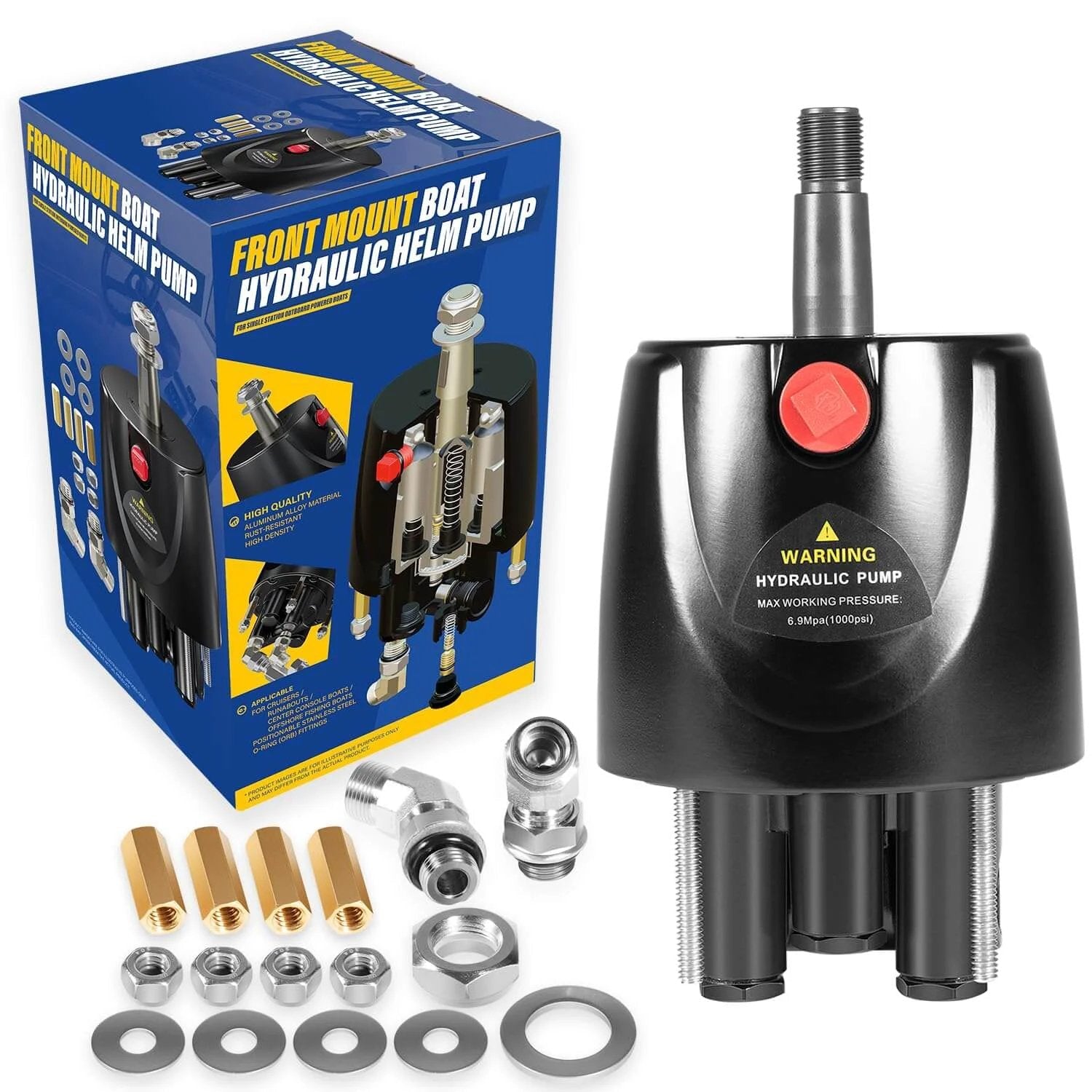 HH5271-3 Hydraulic Steering Helm Pump – 1.7 cu in Front Mount Replacement for Seastar Helm with box and accessories.