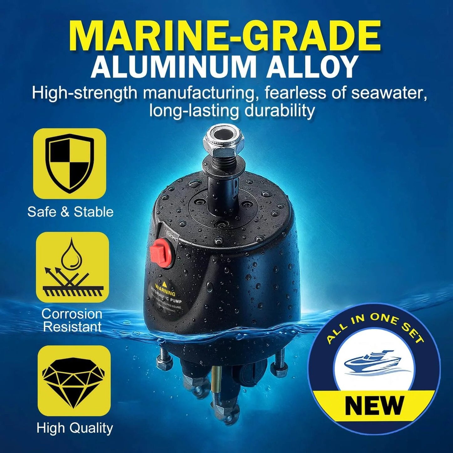 HH5271-3 Hydraulic Steering Helm Pump – 1.7 cu in Front Mount Replacement for Seastar Helm, marine-grade aluminum body