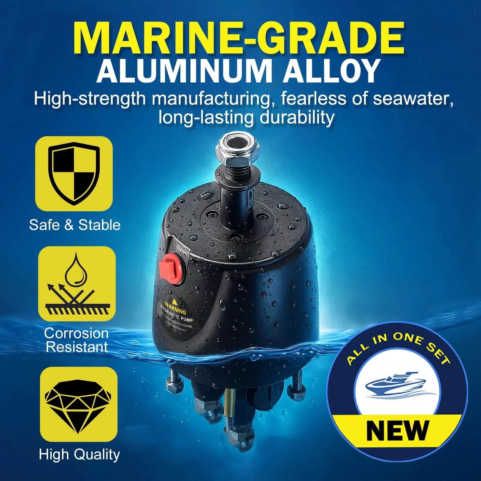 HH5271-3 Hydraulic Steering Helm Pump – 1.7 cu in Front Mount Replacement for Seastar Helm, marine-grade aluminum body