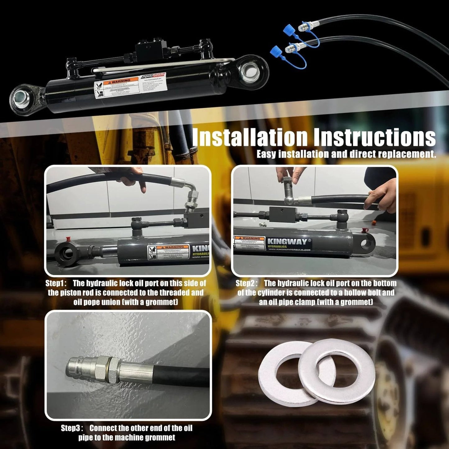 Installation guide for ✝️ Hydraulic Top Link Cat. 1-1 with Locking Block Min. 20 7/8”→ Max. 31 7/8” with 2 x Hoses Stroke