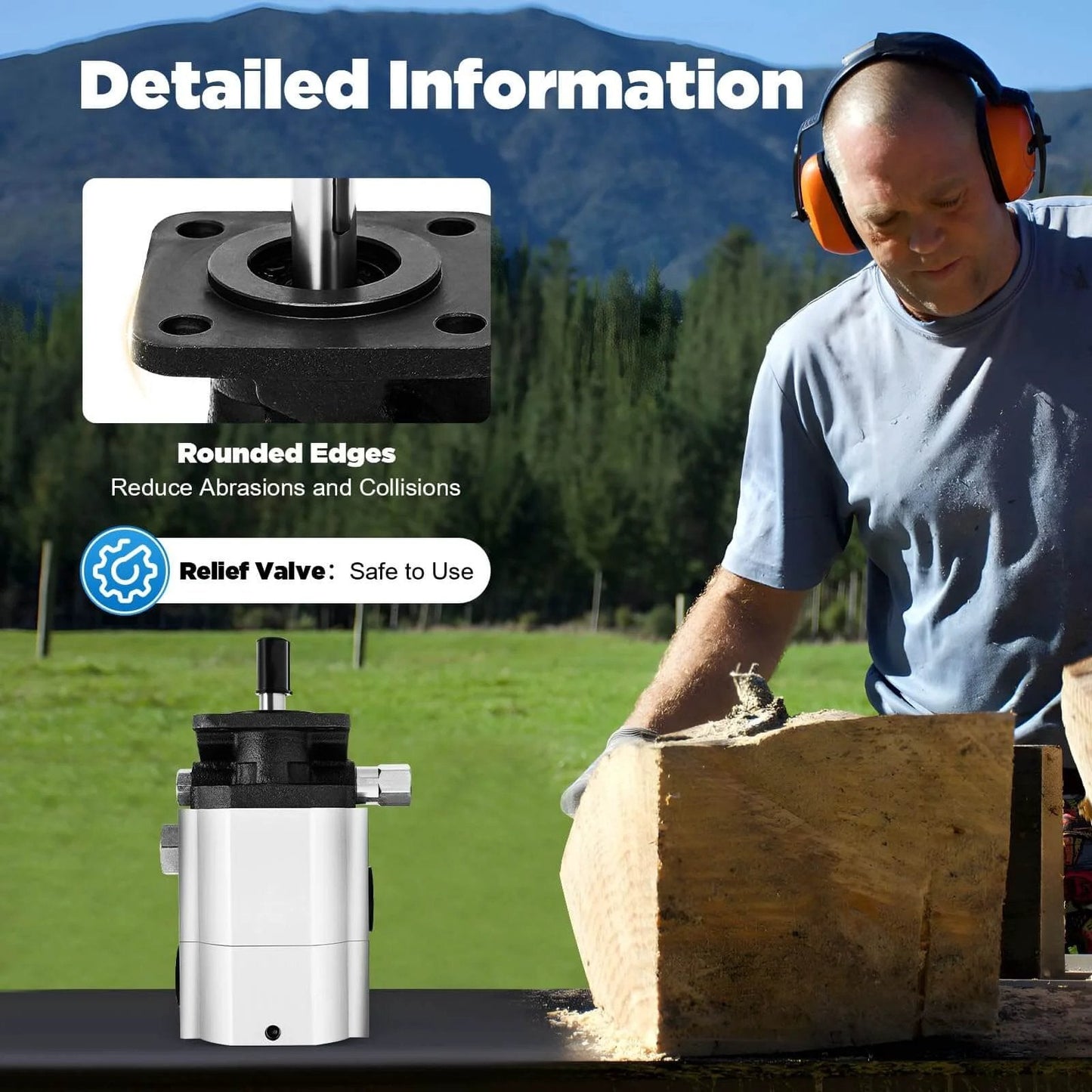 Person using Hydraulic Wood Splitter Pump 16 GPM 2 Stage Powerful Hydraulic Pump in outdoor log splitting scene
