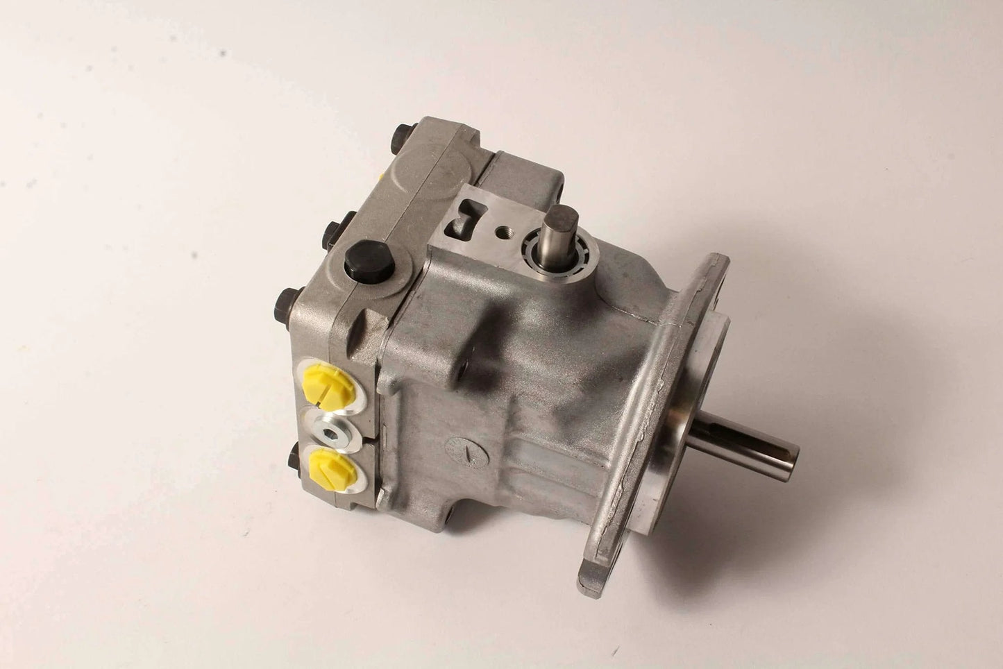 Hydro-Gear PW-1LCC-EY1X-XXXX Pump Genuine OEM Part, shown in side view, metallic finish, hydraulic replacement for PW series equipment