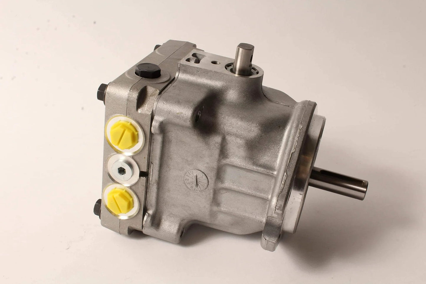 Hydro-Gear PW-1LCC-EY1X-XXXX Pump Genuine Original Equipment Manufacturer (OEM) Part showing hydraulic connections and metallic finish.