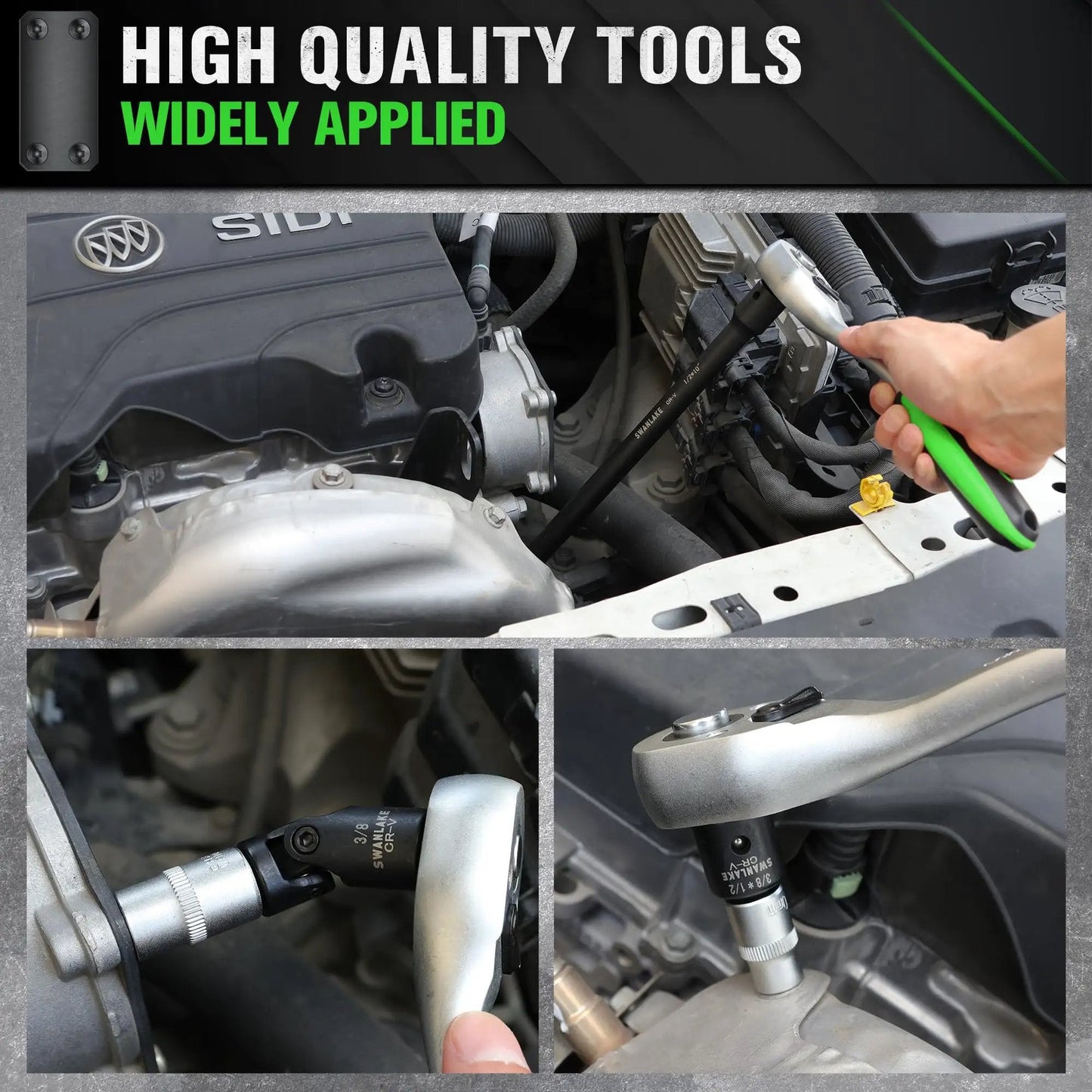 Rugged 18 Piece Impact Socket Extension Set With Swivel Universal Joint used in automotive engine repair
