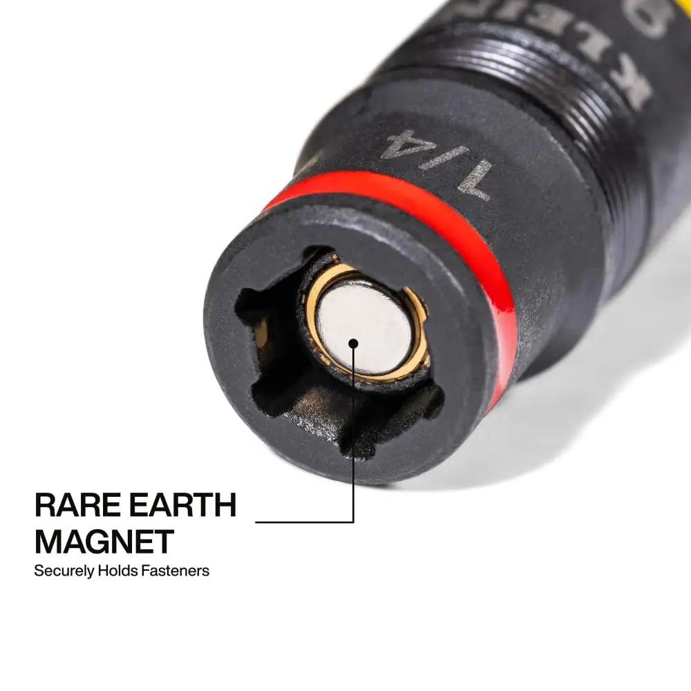 Close-up of 7 In 1 Impact Driver Socket Set With Flip Sockets And Bit Holder, Quick Connect Shaft, showing rare earth magnet.