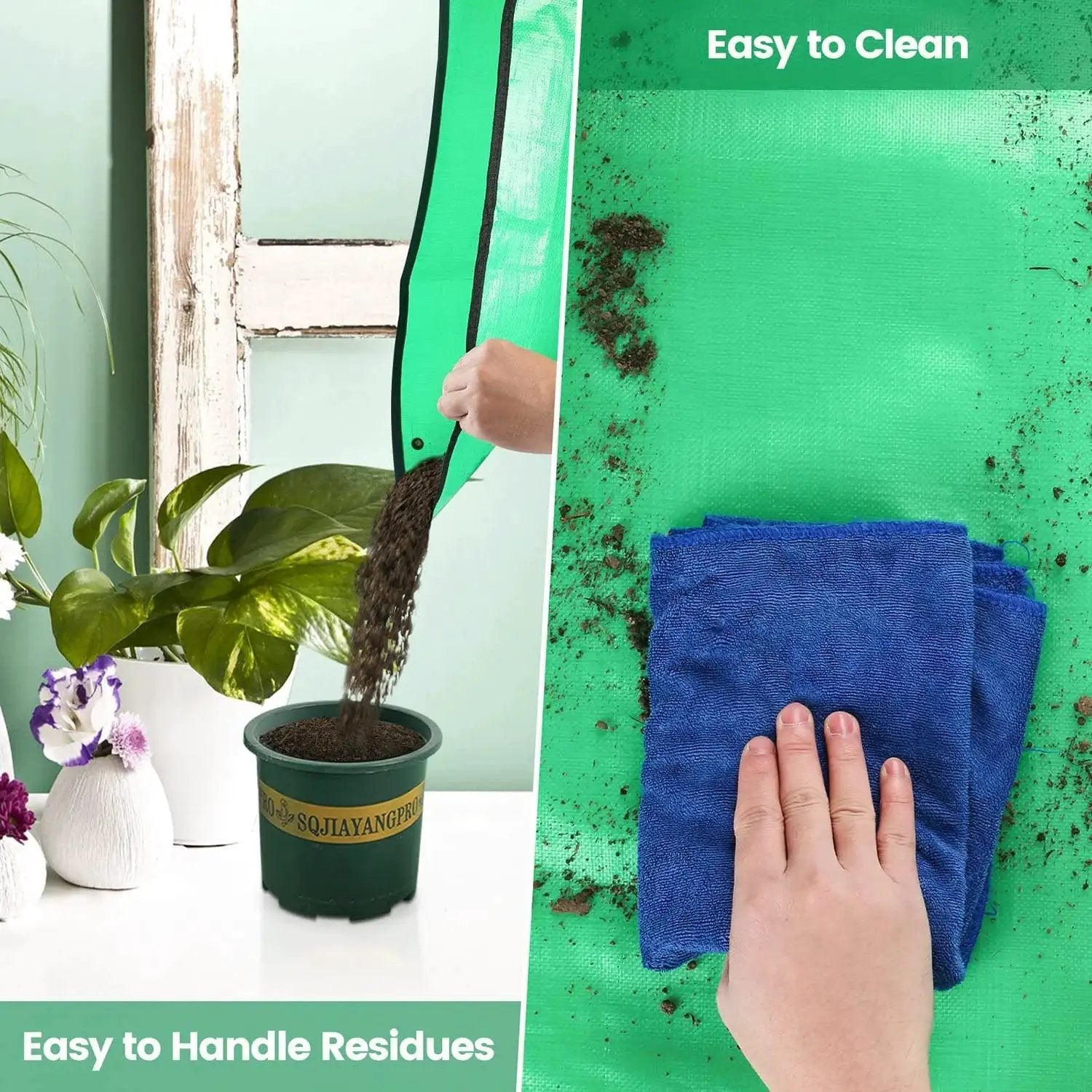 Indoor Plant Repotting Mat For Transplanting And Mess Control, Waterproof 26.8 Inch Square Potting Tray For Soil Handling and Cleaning