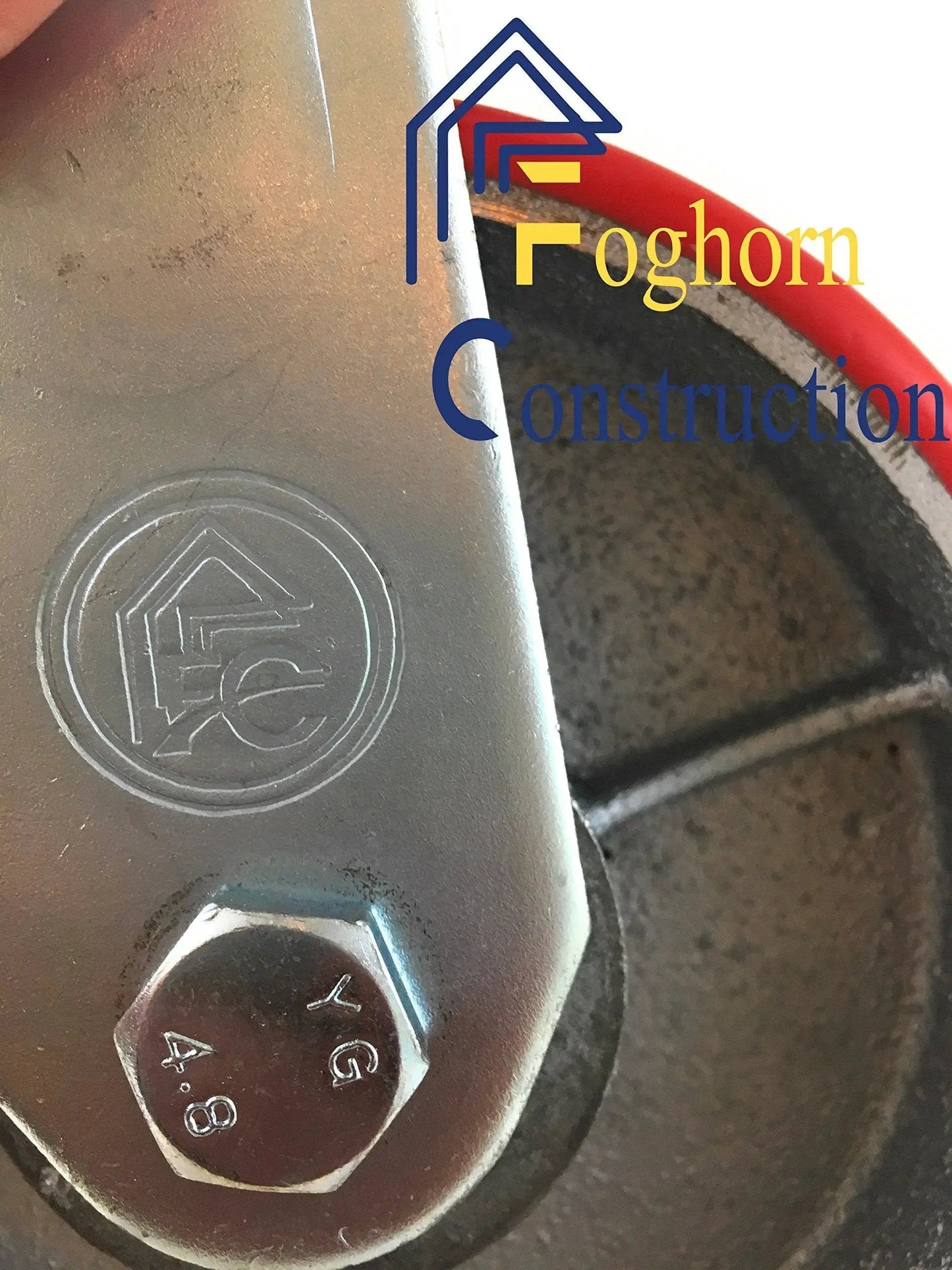 Close-up of the Industrial 6 Inch By 2 Inch Caster Set Of 4 With Two Fixed And Two Swivel Wheels Brakes Cast Iron Plate Heavy Duty 3500 Lb Capacity Smooth Rolling Polyurethane Wheels For Carts And Equipment In Workshops Warehouses And Garages.