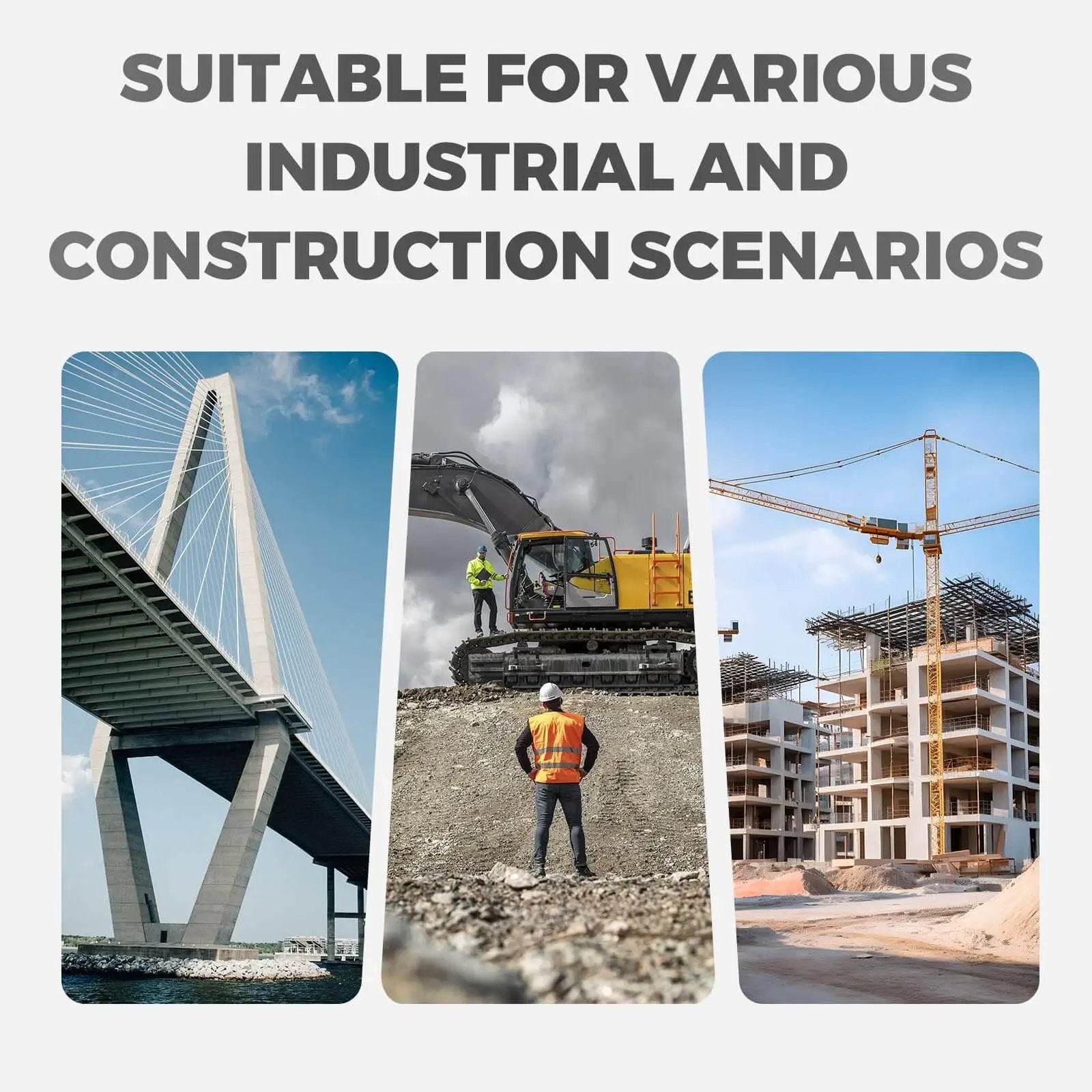 Various industrial and construction scenarios with bridge, machinery, and building site suitable for Heavy Duty Bonvoisin 50 Ton Hydraulic Ram Cylinder With 0.63 Inch Stroke Low Profile Porta Power Jack For Machinery Shipbuilding Bridge Construction And Industrial Projects Self Retracting For Easy Return Durable Steel Build