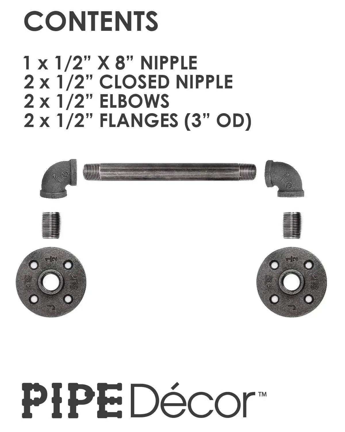 Industrial Pipe Decor Barn Door Handle 8 Inch With Authentic Steel Grey Iron Fittings Flanges And Pipes layout