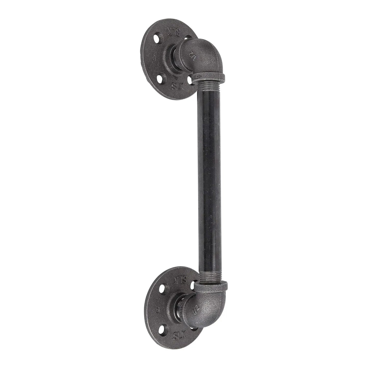 Industrial Pipe Decor Barn Door Handle 8 Inch With Authentic Steel Grey Iron Fittings Flanges And Pipes For Custom Vintage Hanging Doors DIY Kit With Hardware For Easy Installation And Rustic Farmhouse Style