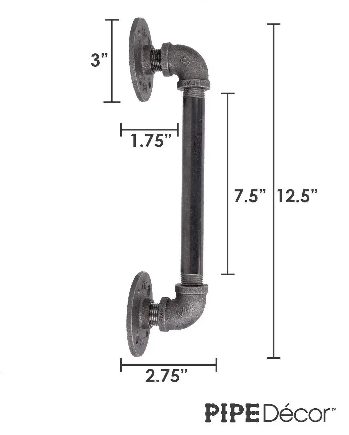 Industrial Pipe Decor Barn Door Handle 8 Inch With Authentic Steel Grey Iron Fittings Flanges And Pipes For Custom Vintage Hanging Doors DIY Kit
