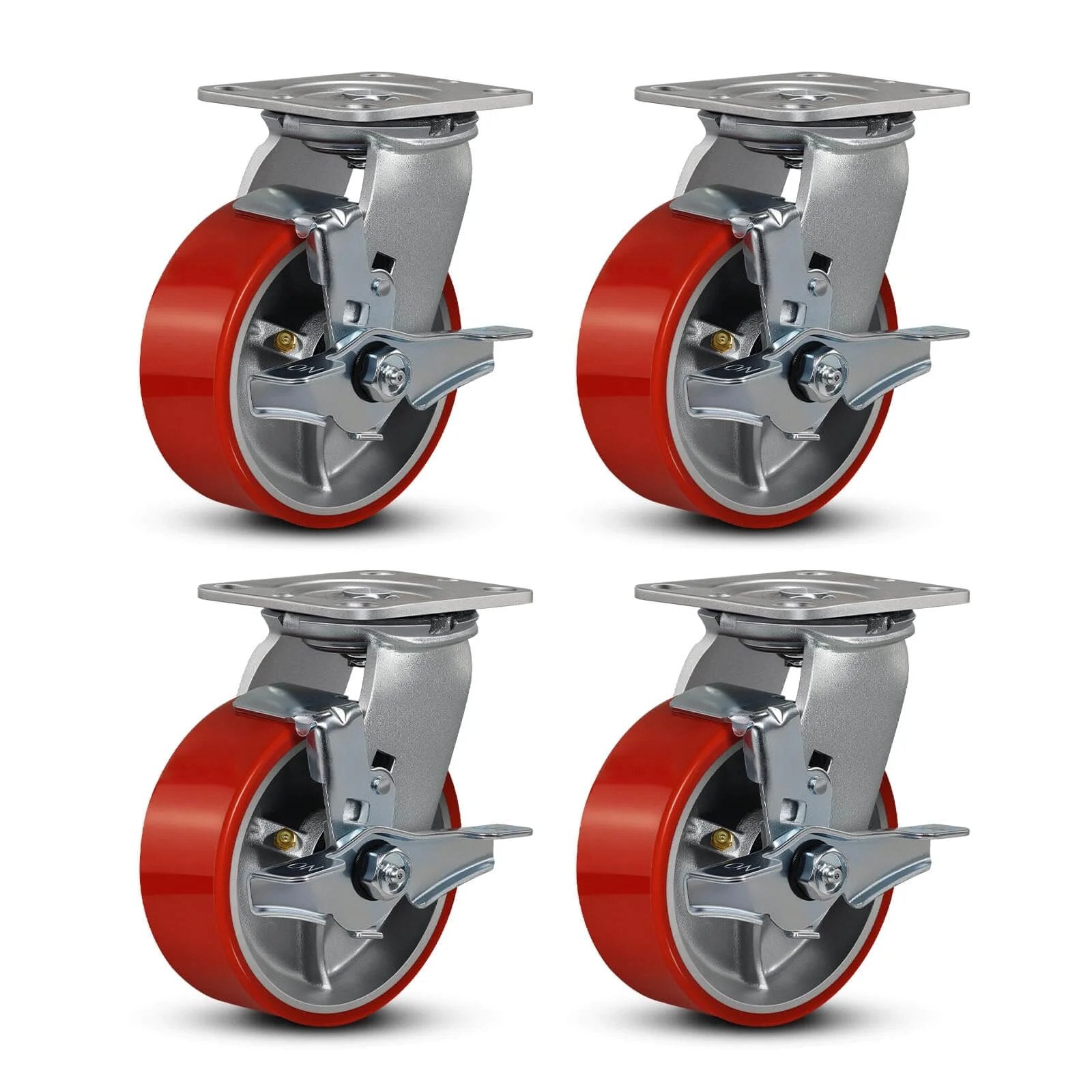 ✝️ 5"x2" Industrial Casters- Heavy Duty casters, Polyurethane Casters Wheel, Capacity up to 4000 Lb for Platform Truck, 4 Brake