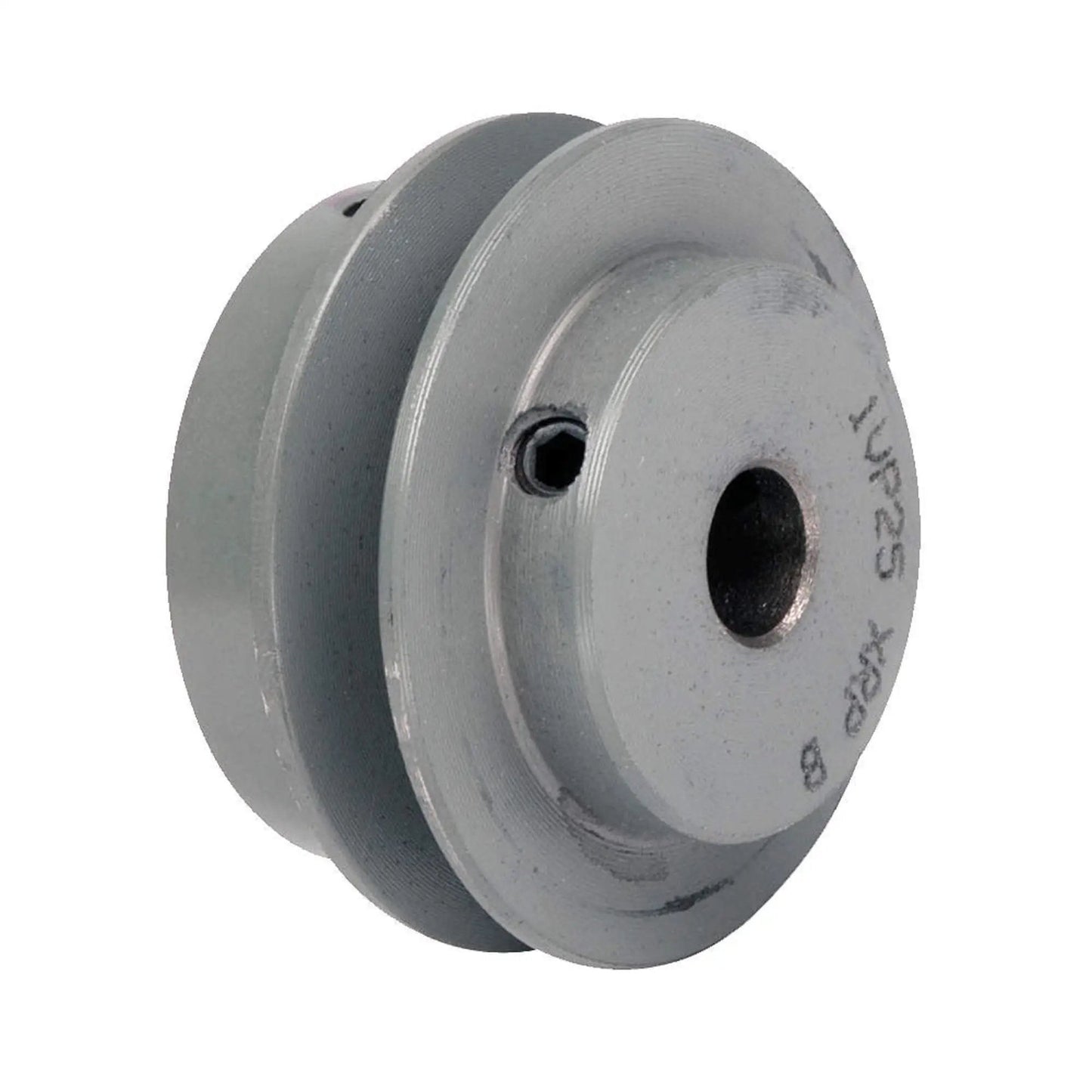 Side view of Durable V Belt Five Eighths Inch Wide Inner Diameter Four Point One Five Inch Outer Diameter For Industrial Machinery And Power Tools TB Wood's 1VP4458 Compatible Heavy Duty Replacement Belt With High Torque And Low Stretch in a metal pulley.